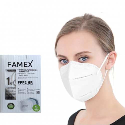 Famex 5 Layers Particle Filtering Half NR Μάσκες Προστασίας FFP2 σε Άσπρο χρώμα 10 τεμάχια